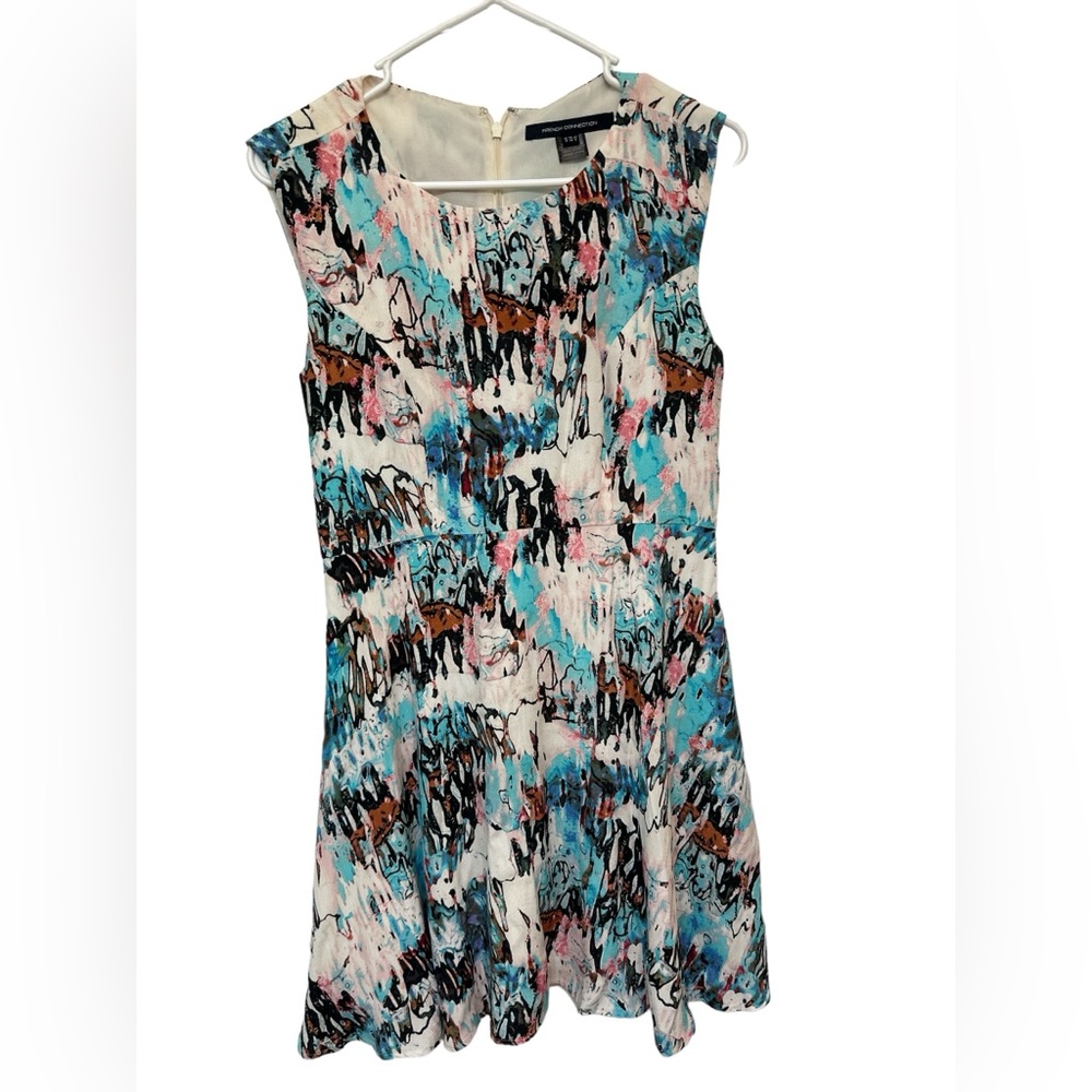 French Connection fit and flare multicolor knee length dress